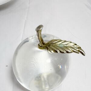 Vintage Glass Apple Paperweight Fabergé Style, Taiwan Made, Unsigned Collectible